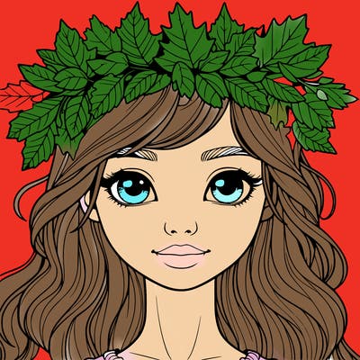 realistic girl with fall leaf crown