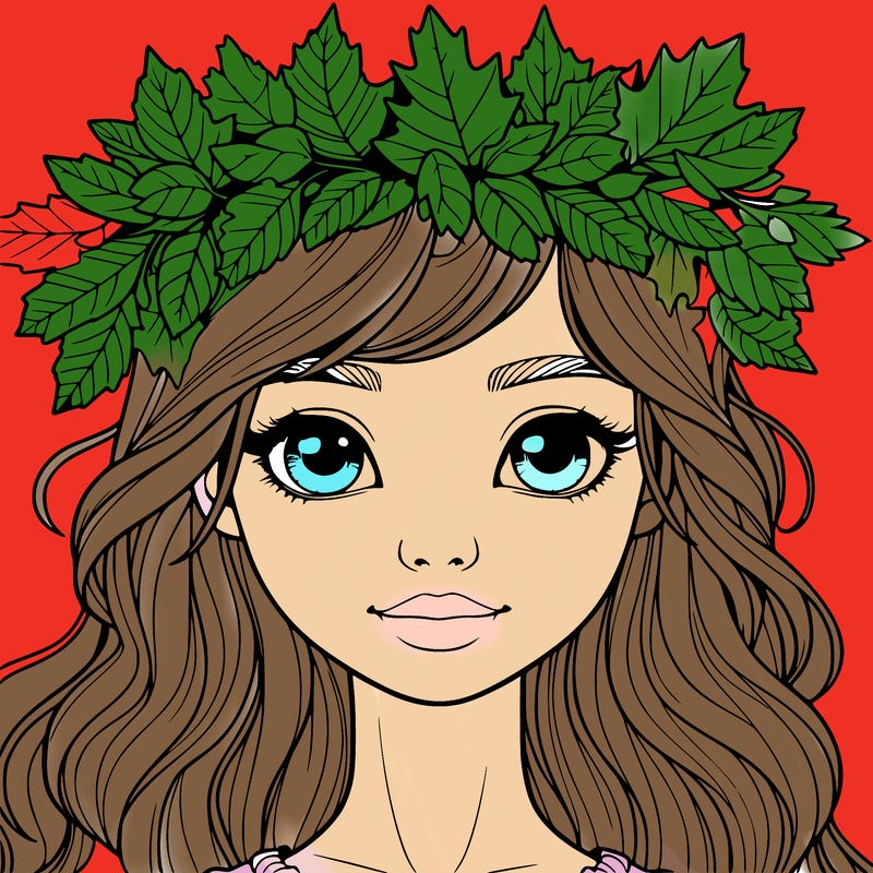 realistic girl with fall leaf crown