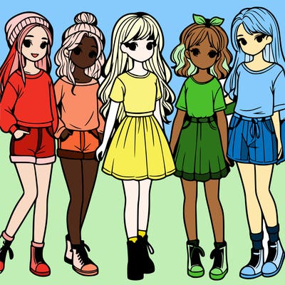 a group of five girls