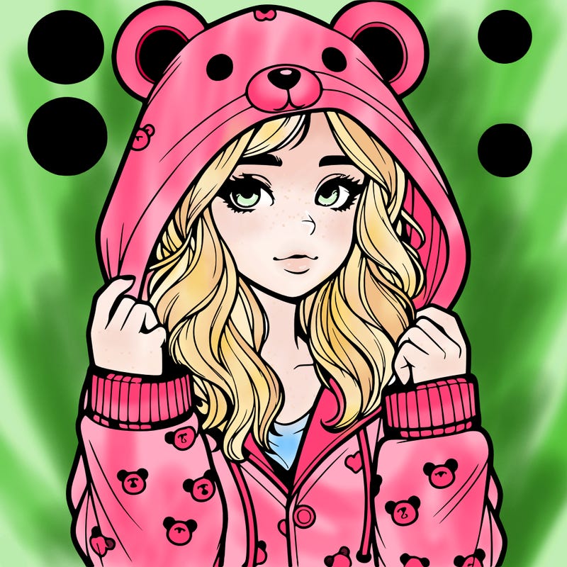 realistic girl in a animal pjs hoodie