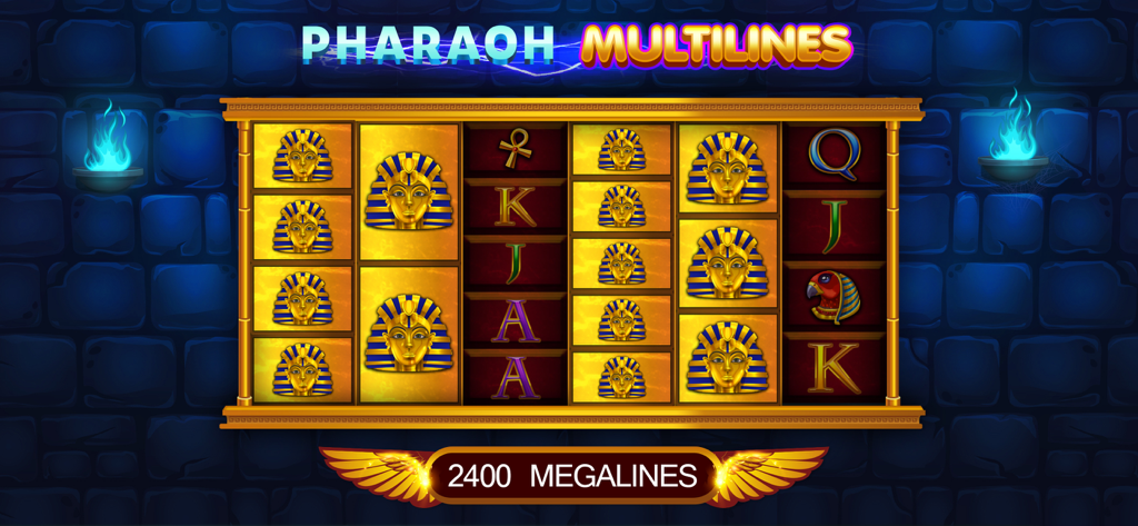 Slots - casino slot machines - Máquina de caça-níqueis de cassino Pharaoh Multilines com tema egípcio, com símbolos de faraó dourado e 2400 megalines