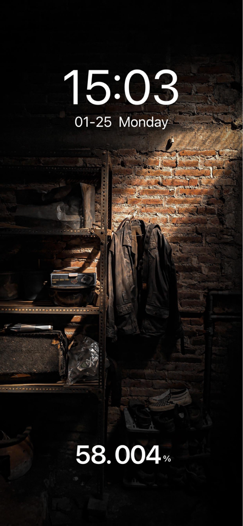 Custom iPhone charging animation with a dark aesthetic background and decimal battery percentage