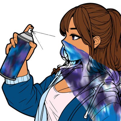 a realistic girl spray, painting