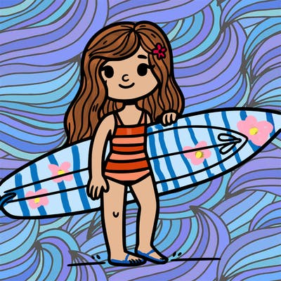 girl with surfboard