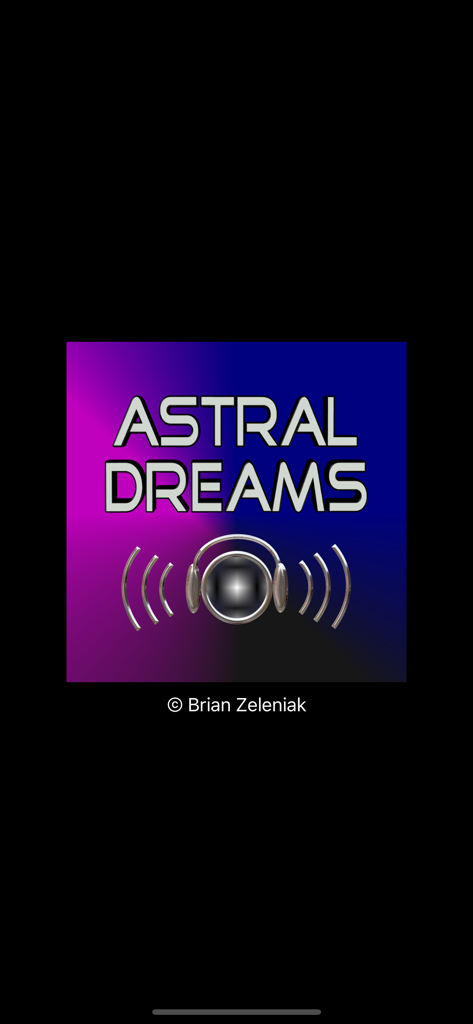 Astral Dreams App-Logo mit einem Kopfhörersymbol auf einem lila-blauen Farbverlauf