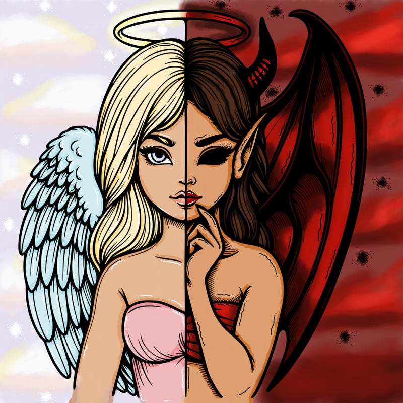 realistic angel half demon