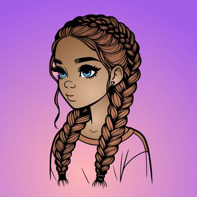 realistic girl with braids