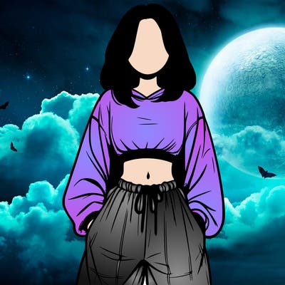 realistic girl faceless with baggy pants and a crop top