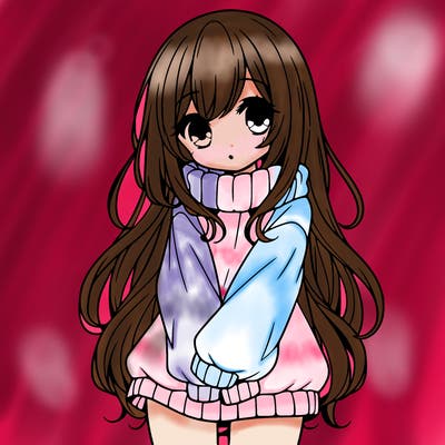 cute manga girl with long sweater