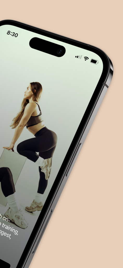 FK Body - FK Body app workout screen showing a woman in athletic wear