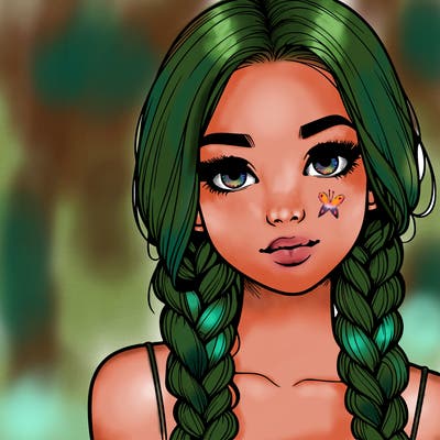 realistic girl with braids