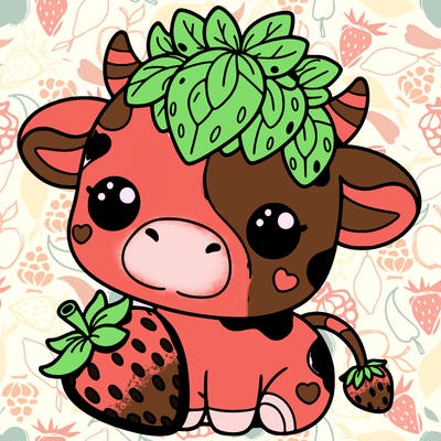 cute strawberry cow