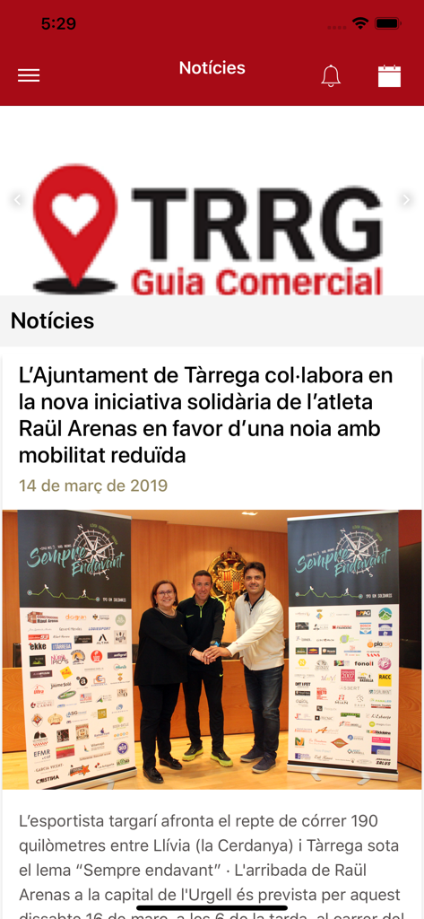 Ajuntament de Tàrrega - News section of the Ajuntament de Tarrega city app featuring local updates