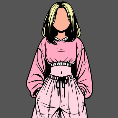 realistic girl faceless with baggy pants and a crop top