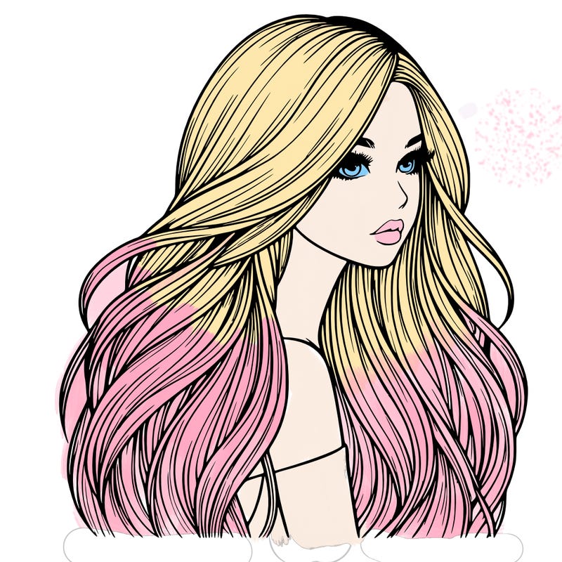 realistic girl with long realistic hair