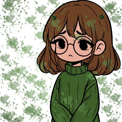 sad girl with glasses in a sweater