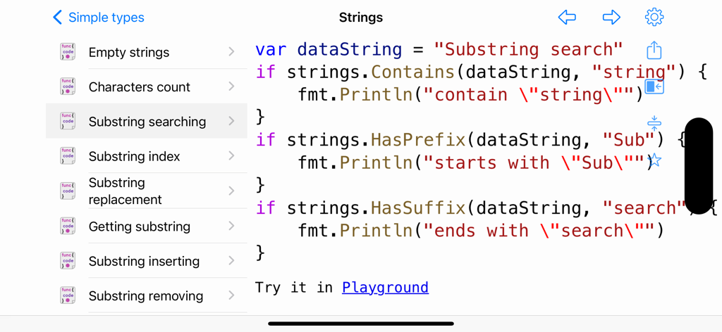 Golang 및 SQL 앱 인터페이스에 표시되는 부분 문자열 검색을 위한 Go 코드 스니펫