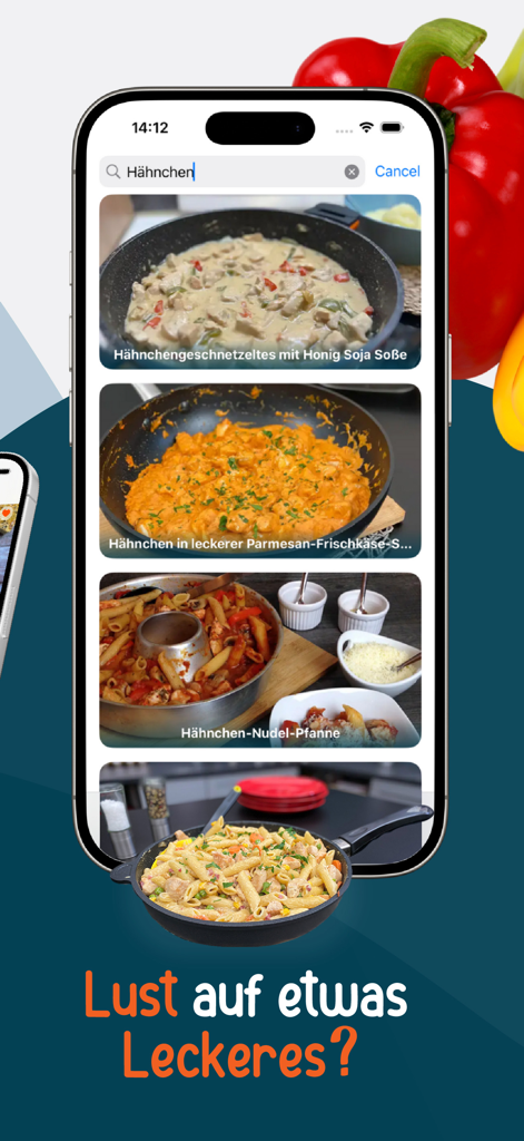Bianca's Kitchen - Bianca's Kitchen app screen showing search results for chicken recipes with high quality food photography