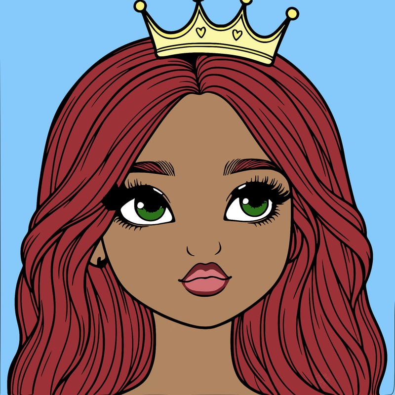 a realistic girl with a crown on