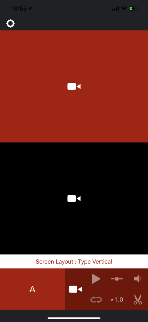 XPlayer - Dual player. - XPlayer interface showing a vertical split screen for comparing two videos side by side
