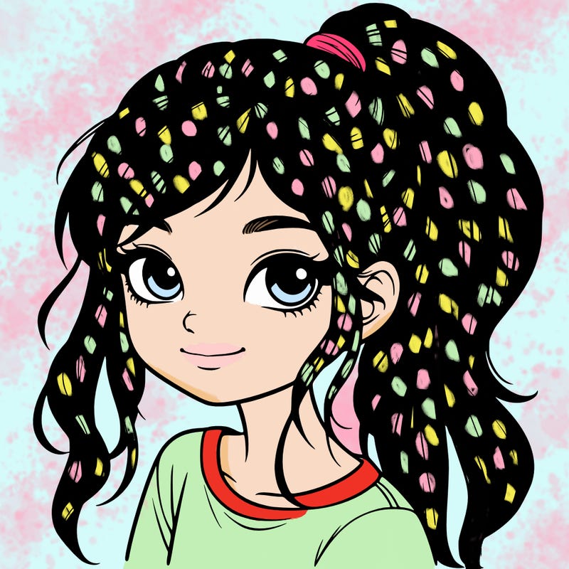 realistic girl with ponytail