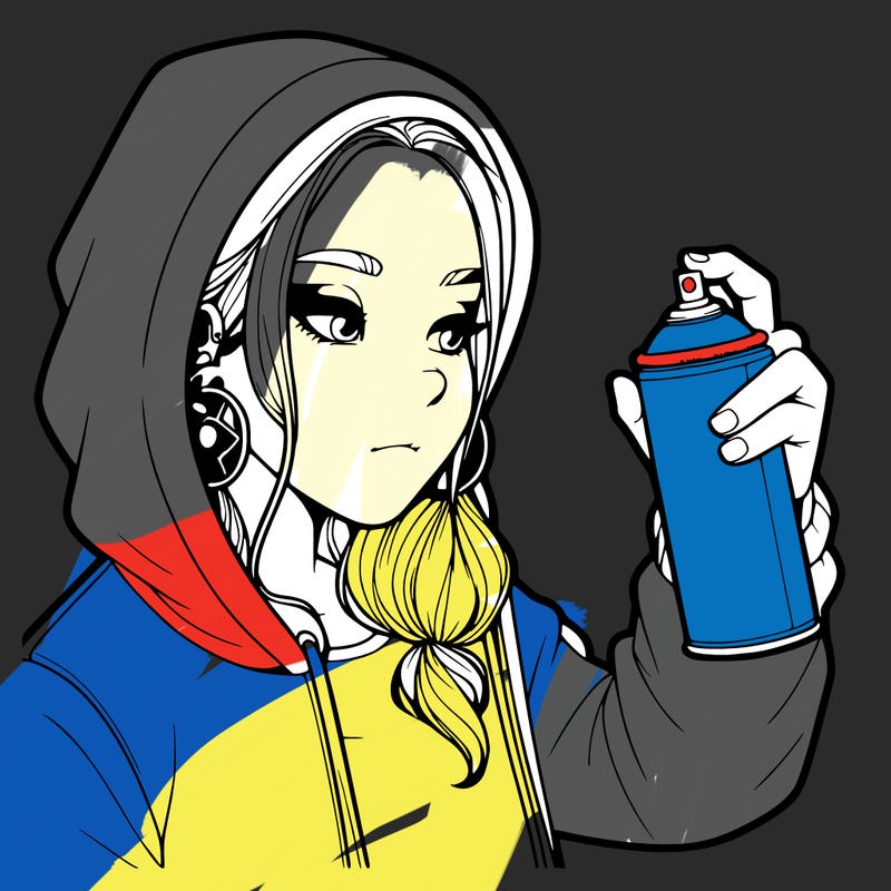 a realistic girl, spray painting