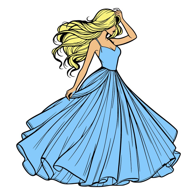 realistic woman with dress flowing in the wind