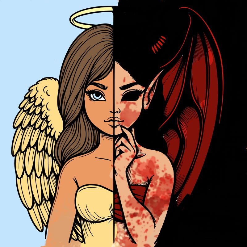 realistic angel half demon