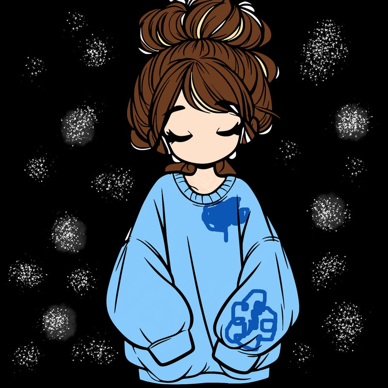 girl with baggy sweatshirt and messy bun