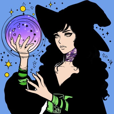realistic women sorcerer using magic