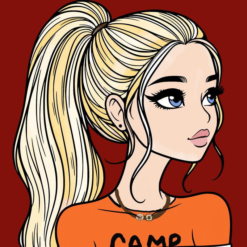 a beautiful and realistic girl with a high pony tail