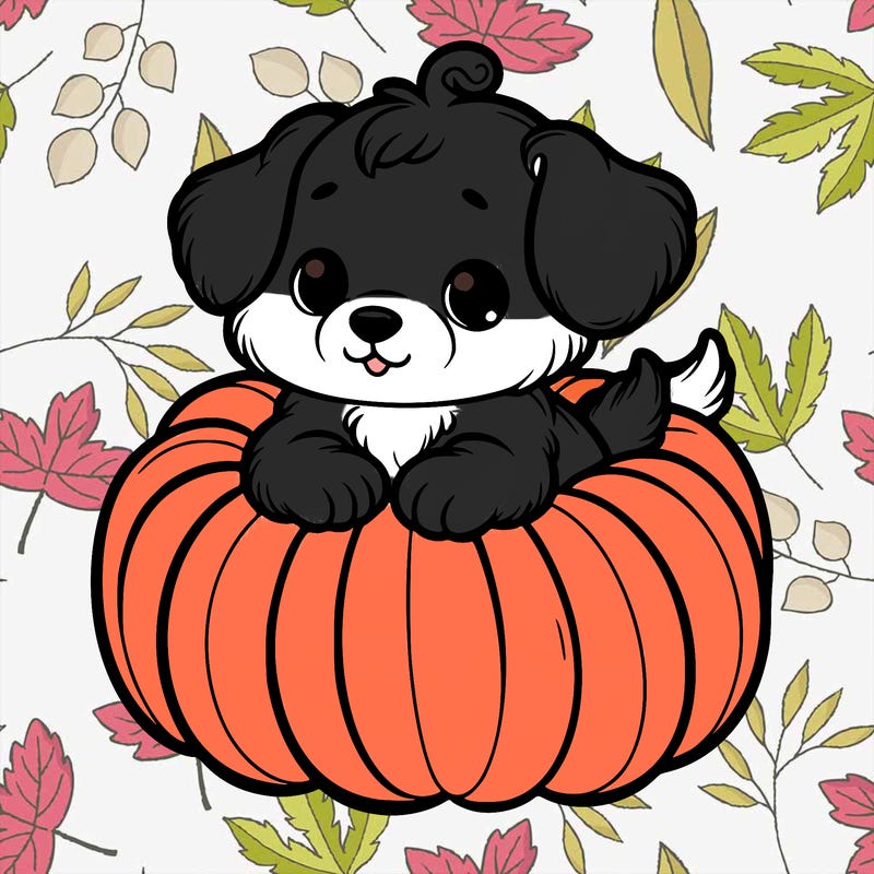 cute little puppy in a pumpkin