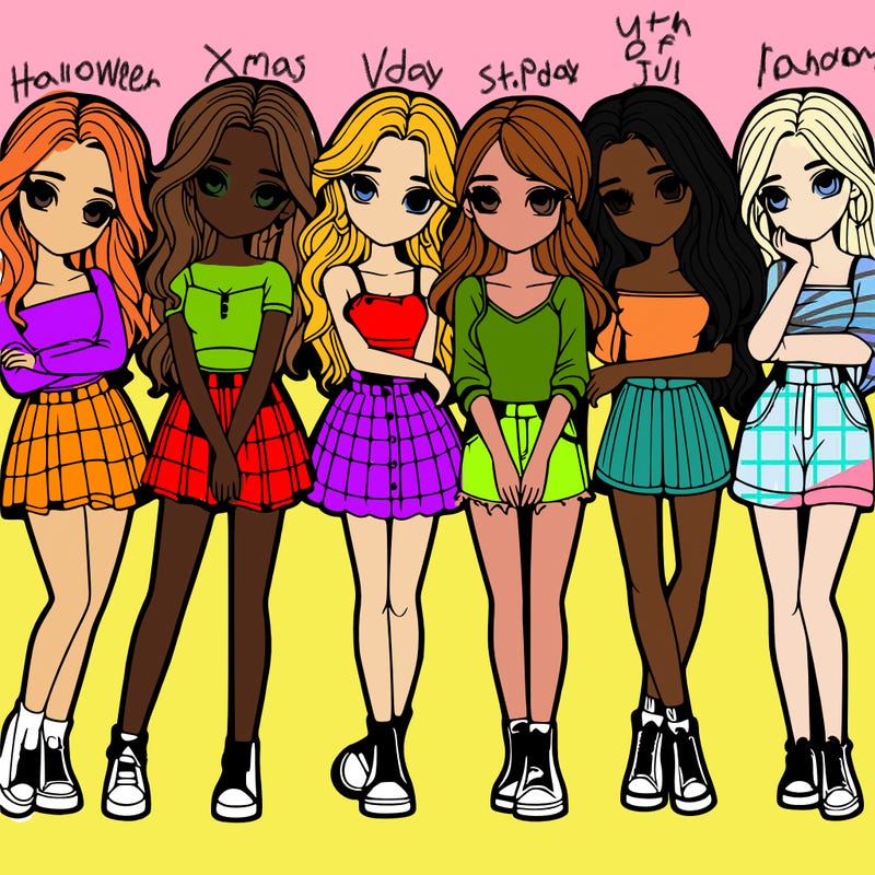 a group of girls realistic