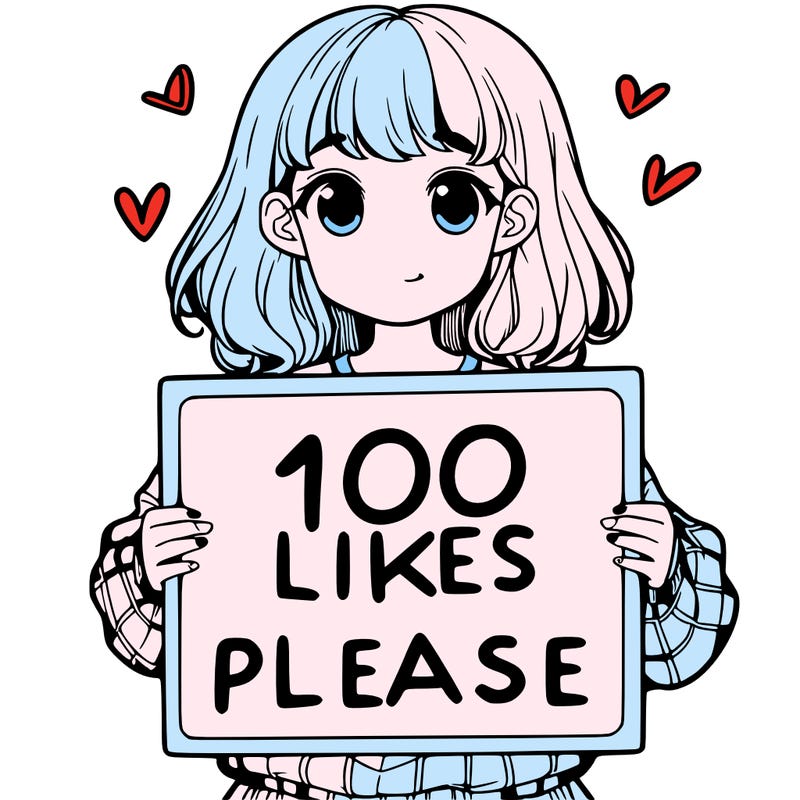 a girl holding a sign saying 100 likes please