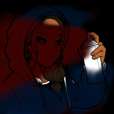 a realistic girl, spray painting