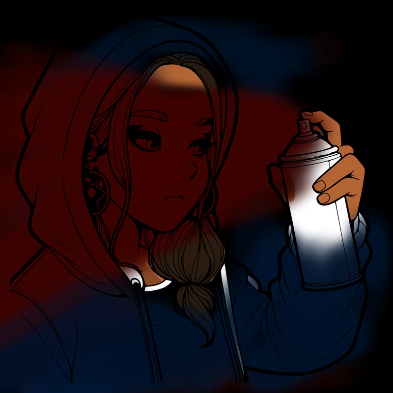 a realistic girl, spray painting