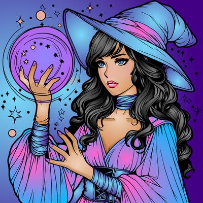 realistic women sorcerer using magic