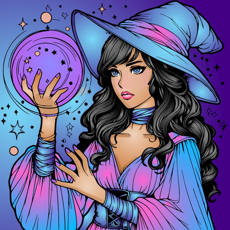 realistic women sorcerer using magic