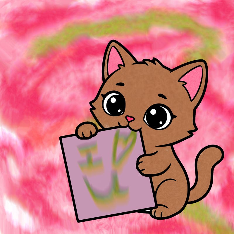 a small cat with a blank sheet of paper in its hand. the cat is sooooooo cute!