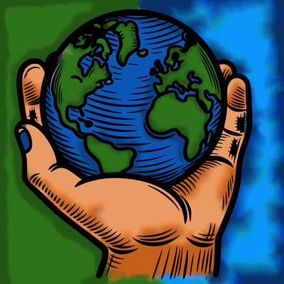 hand holding earth