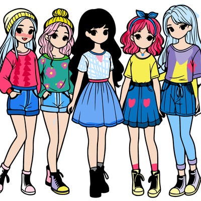 a group of five girls