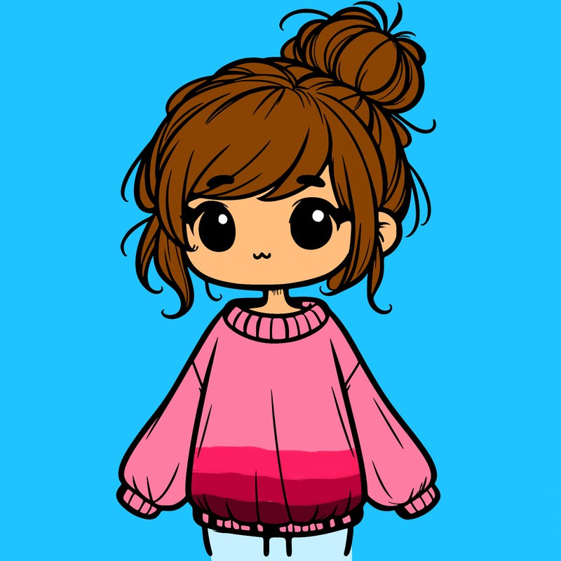 cute girl with baggy sweater and messy bun