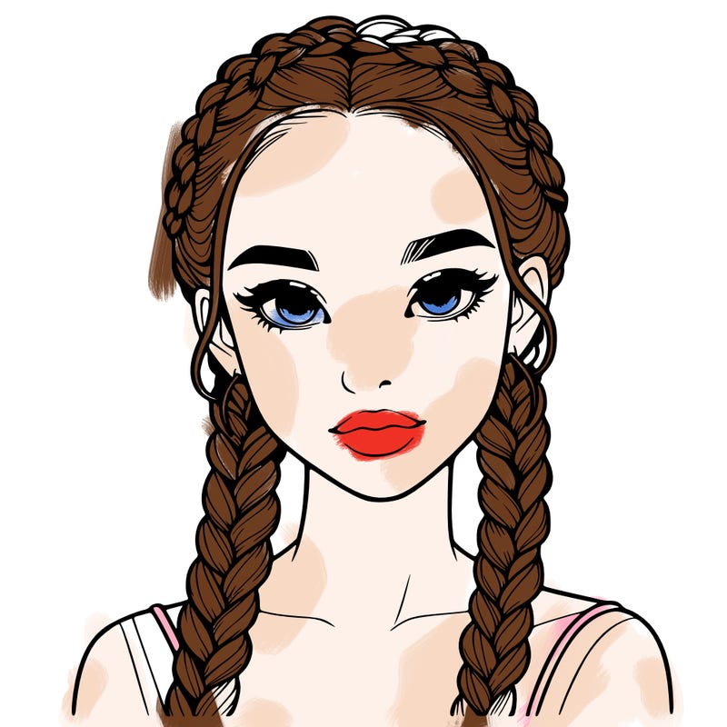 realistic girl with braids