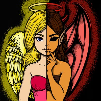 realistic angel half demon