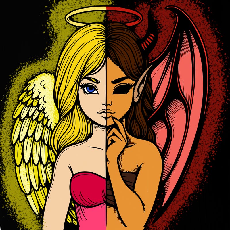 realistic angel half demon