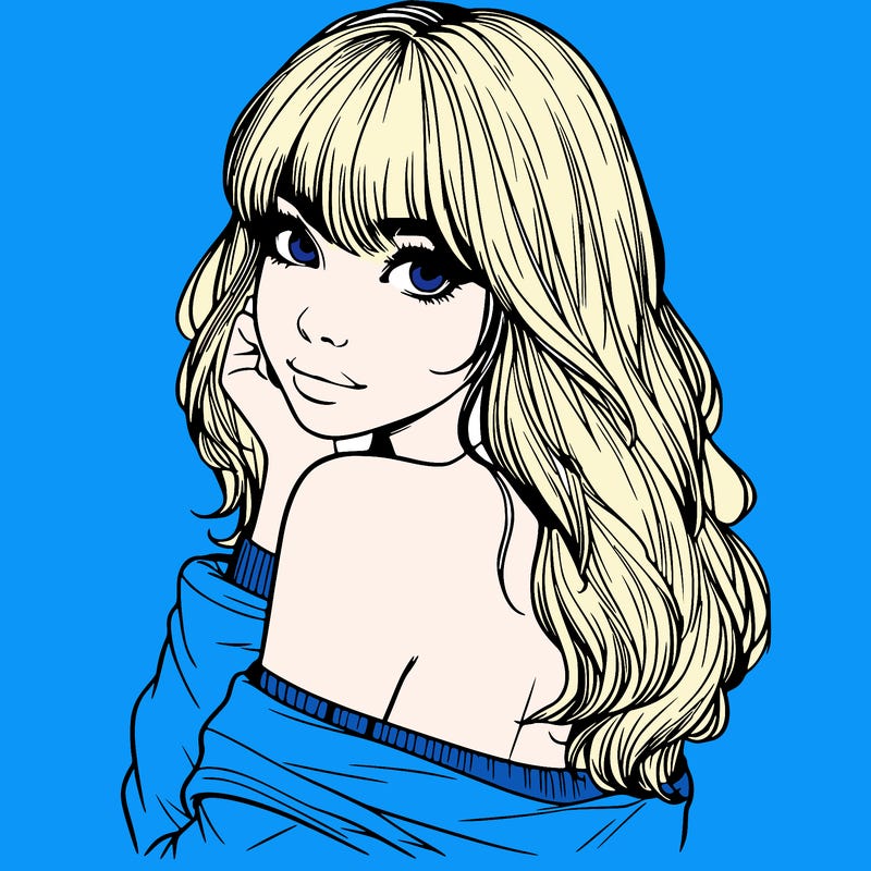 realistic girl with bangs looking over her shoulder