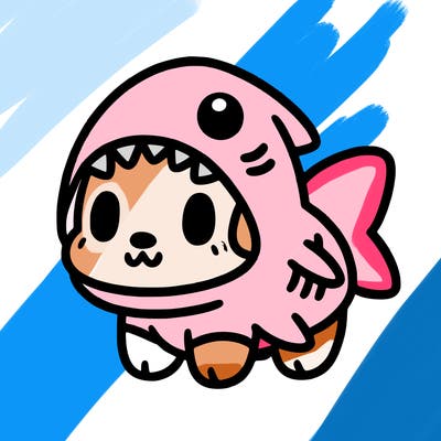 cute dog wearing a shark costume