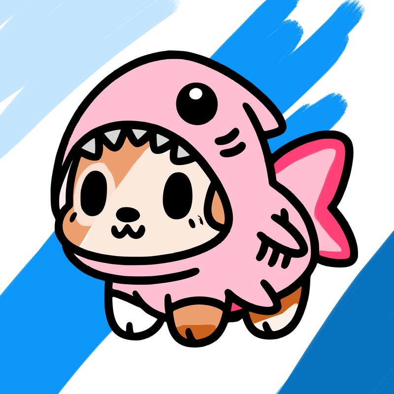 cute dog wearing a shark costume