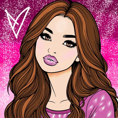 realistic girl with hair on her hair and lips