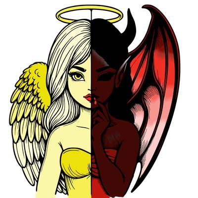 realistic angel half demon